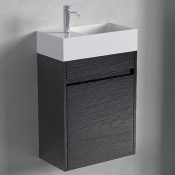 Mueble De Baño Suspendido Con Lavabo 40 Cm Roble Negro - Lomazoo Ibiza