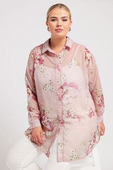 Yours London Camisa Rosa Pálido De Flores, Mujer Curvy Y Tallas Grandes, Yours London