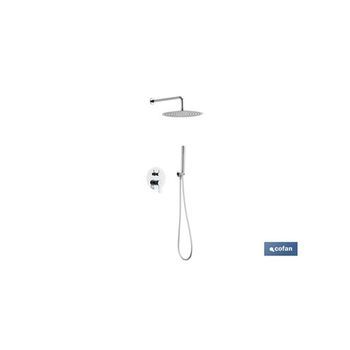 Conjunto De Ducha Empotrada Redonda Monomando Con Rociador De 2 Funciones Color Cromo