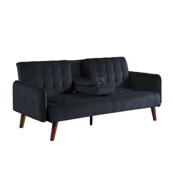 Sofá Cama De 3 Plazas Con Bandeja Central Abatible Negro Inverness