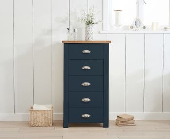 Somerset Oak and Blue 5 Drawer Chest