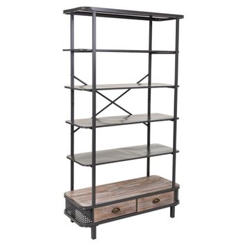 Estantería de metal y madera gris 100x40x181