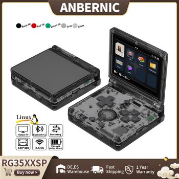 ANBERNIC-consola de juegos portátil RG35XXSP con tapa, consola de videojuegos IPS de 3,5 