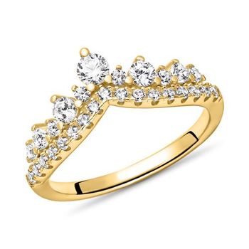 Anillo para mujer de plata 925, oro con circonita cúbica