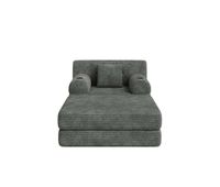 sofa cama individual 1 plaza - sillon reclinable de pana con taburete respaldo alto estructura metalica espuma de alta densidad portavasos y bolsillos laterales - gris oscuro