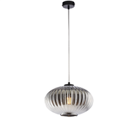 lampara colgante ginger negra con cable orientable y difusor de cristal espejo gris con relieve