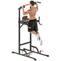 homcom torre de ejercicios estacion multifuncional con 7 orificios para entrenamiento carga max120 kg 123x98x189-239 cm negro y rojo   aosom espana