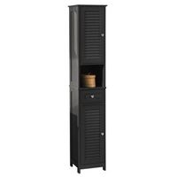 sobuy frg236-dg mueble columna de bano armario bano alto estanterias de bano-2 puertas y 1 cajon 32 x 30 x 170 cm es
