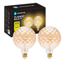 aigostar - bombilla led e27 4w luz calida 1800k 320 lumenes decorativa pina facetada bombilla vintage de tipo edison con filamento color ambar no regulable pack 2 uds