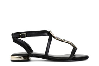 sandalias de piel para mujer con accesorio black