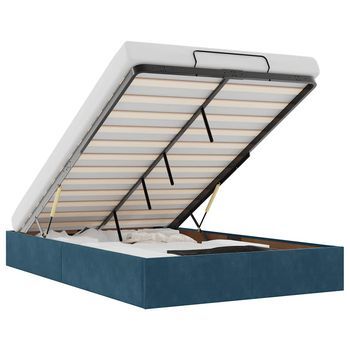 Cama Matrimonial | Cama Para Adulto | Estructura De Cama Otomana Sin Colchón Terciopelo Azul Oscuro