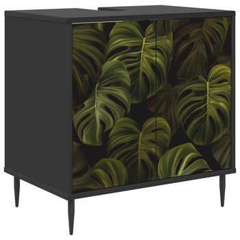 Mueble De Cuarto De Baño Elburg Roble Negro 60 X 40 X 61 Cm Vidaxl