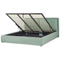 cama con almacenaje de terciopelo verde menta 180 x 200 cm otomana bajonna