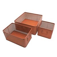 juego de 3 cestas de metal color terracota 32x32x14 cm