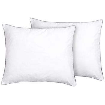 Conjunto De 2 Almohadas De Algodón Blanco Plateado 50 X 60 Cm Poliéster Pelister
