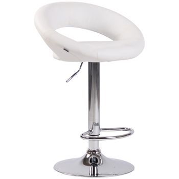 Taburete Olinda Tapizado En Simil Cuero Blanco 47x53x80 Cm Clp
