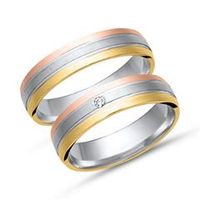 alianzas oro 18 quilates tricolor con diamante