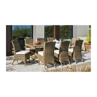 conjunto de mesa y 8 sillas con cojines para jardin