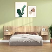 cabecero de cama  panel de cabecera con mesitas madera contrachapada roble sonoma cfw132225