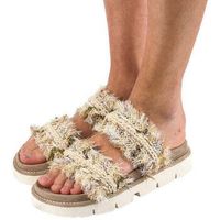 mou sandalias bio sandal fringed raffia para mujer