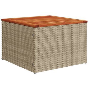 Mesa De Jardín | Mesa De Exterior Ratán Sintético Madera Acacia Beige 55x55x37 Cm