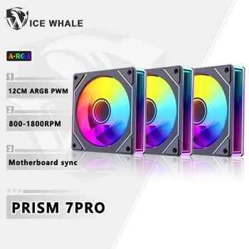 Ventilador para PC ICE Whale Prism 7 PRO ARGB de 120 mm con Diseño de Espejo Infinito, Sincronización de Iluminación con la Placa Base, Ventilador de CPU PWM de 4 Pines