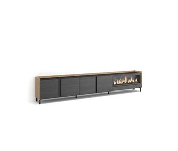 Mueble tv almargen-02 con chimenea y luces led