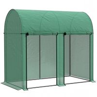 outsunny invernadero de exterior con 2 puertas enrollables con cremallera marco de acero y cubierta de pe 200x100x178 cm verde