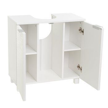 Mueble Bajo Lavabo Blanco De Madera Con 2 Puertas 60x30x60 Cm Para Baño Casaselección