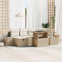set de sofa de jardin  de 7 piezas con cojines beige poliratan v0819 unico  beige
