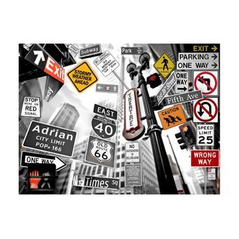 Papel Pintado 3d - Se?ales De Nueva York En Fondo Blanco Y Negro (300x231 Cm)