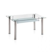 mesa de comedor fija con sobre de cristal 140x80 cm tyra cristal - cromo 140 x 75 x 80 cm