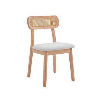 Set De 2 Sillas De Comedor En Madera Y Ratán Olive - Color Madera Oscura Y Gris Oscuro - Homekit