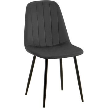 Silla De Comedor Baxter De Terciopelo Metal Gris Oscuro 54x45x88 Cm Clp