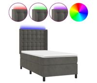 cama box spring colchon y led terciopelo gris oscuro 80x200 cm botones