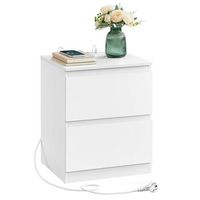 mesilla de noche kailyn integrada 2 cajones 2 tomas ac  usb-a - blanco