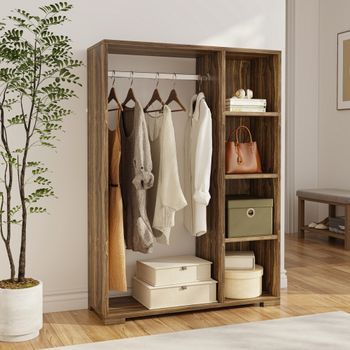 Perchero Burro Nesbyen Con 4 Estantes Aglomerado 126x90x30 Cm Efecto Nogal [en.casa]