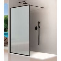 mampara ducha fija enmarcado negro vidrio acanalado - 90cm