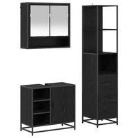 juego de muebles de bano 3 uds roble negro 35 x 375 x 166 cm vidaxl