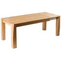 mesa de comedor rectangular extensible moderna 160200 x 90 cm patas de chapa de madera mdf fresno claro mission