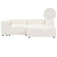 sofa esquinero moderno 2 plazas izquierdo patas negras tapiceria de boucle blanco ardal - blanco