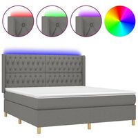 estructura de cama led con cabecero con somier colchon 160x200 cm tela gris oscuro tdl0208338