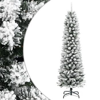 Árbol De Navidad Artificial Estrecho Con Nieve Pvc Y Pe 210 Cm Vidaxl