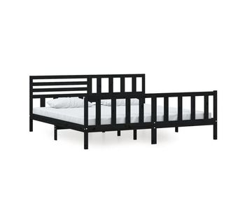 Estructura de cama de madera maciza negra 200x200 cm