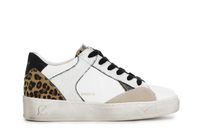 deportivas de mujer en piel y ante con inserciones de efecto metalizado spotted white