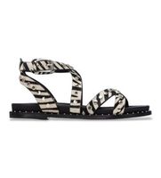carmela para mujer 16239308-cebra sandalias de piel 162393 negro 36 plano hebilla casual