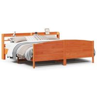 cama de matrimonio  cama de adulto  cama sin colchon madera maciza de pino marron cera 200x200 cm