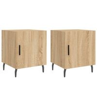 conjunto de 2 mesitas de noche con compartimento con puerta 40 x 40 x 50 cm madera contrachapada color roble y hierro dec035273