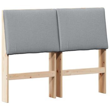 Cabecero Tapizado Gris Claro 135 Cm Madera De Pino Macizo