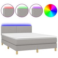 cama box spring colchon y luces led tela gris claro 140x200 cm vidaxl